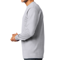 Port & Co Tall Long Sleeve Essential Tee, Ash, Left Side view