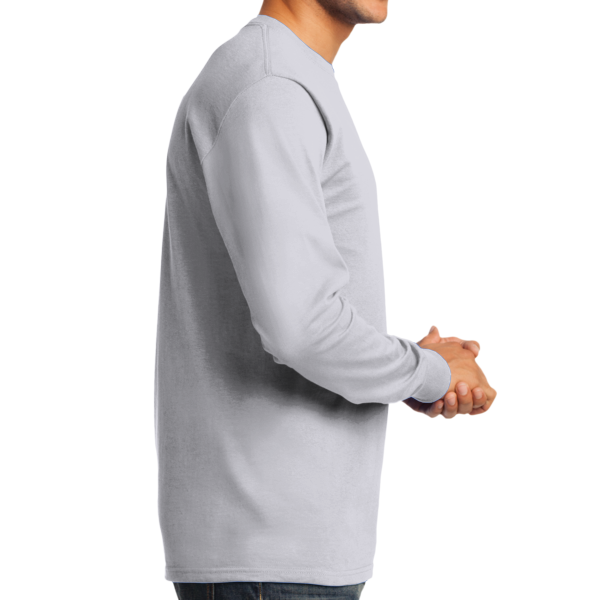 Port & Co Tall Long Sleeve Essential Tee, Ash, Right Side view