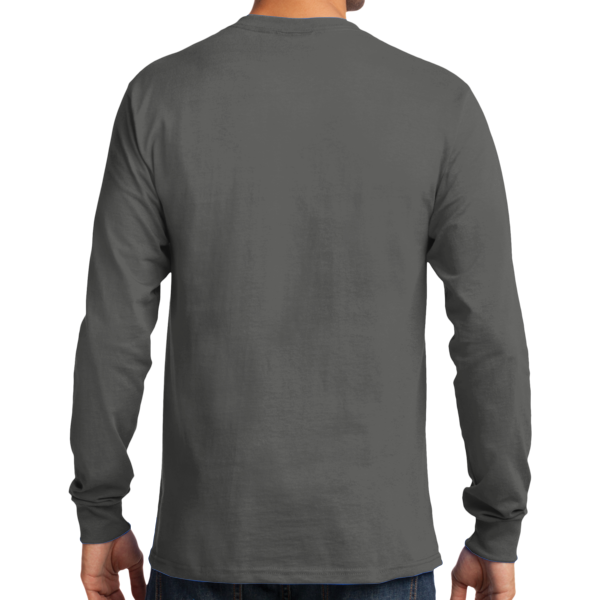 Port & Co Tall Long Sleeve Essential Tee, Charcoal, Back view