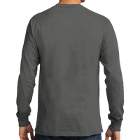 Port & Co Tall Long Sleeve Essential Tee, Charcoal, Back view