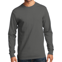 Port & Co Tall Long Sleeve Essential Tee, Charcoal, Front view