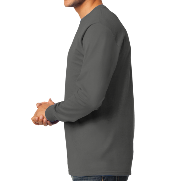Port & Co Tall Long Sleeve Essential Tee, Charcoal, Left Side view