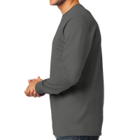 Port & Co Tall Long Sleeve Essential Tee, Charcoal, Left Side view