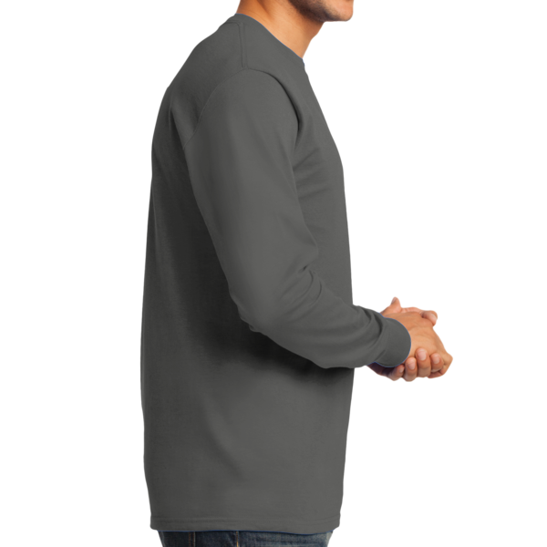 Port & Co Tall Long Sleeve Essential Tee, Charcoal, Right Side view