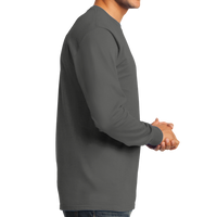 Port & Co Tall Long Sleeve Essential Tee, Charcoal, Right Side view