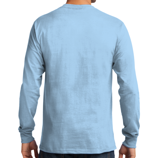 Port & Co Tall Long Sleeve Essential Tee, Light Blue, Back view