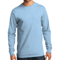 Port & Co Tall Long Sleeve Essential Tee, Light Blue, Front view