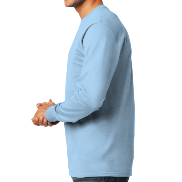 Port & Co Tall Long Sleeve Essential Tee, Light Blue, Left Side view