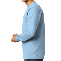 Port & Co Tall Long Sleeve Essential Tee, Light Blue, Left Side view