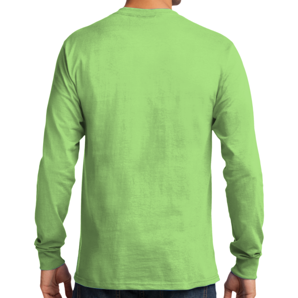 Port & Co Tall Long Sleeve Essential Tee, Lime, Back view