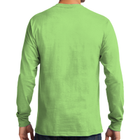 Port & Co Tall Long Sleeve Essential Tee, Lime, Back view