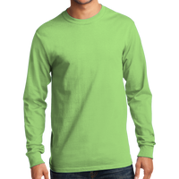 Port & Co Tall Long Sleeve Essential Tee, Lime, Front view