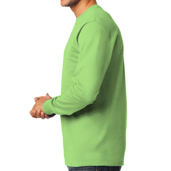 Port & Co Tall Long Sleeve Essential Tee, Lime, Left Side view