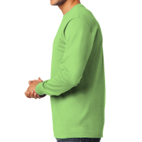 Port & Co Tall Long Sleeve Essential Tee, Lime, Left Side view