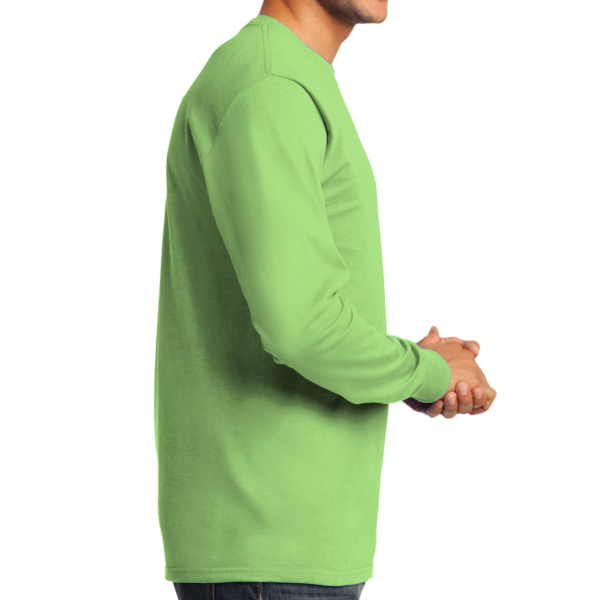 Port & Co Tall Long Sleeve Essential Tee, Lime, Right Side view