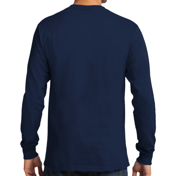Port & Co Tall Long Sleeve Essential Tee, Navy, Back view