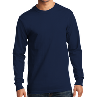 Port & Co Tall Long Sleeve Essential Tee, Navy, Front view