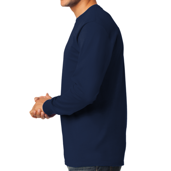 Port & Co Tall Long Sleeve Essential Tee, Navy, Left Side view