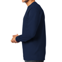 Port & Co Tall Long Sleeve Essential Tee, Navy, Left Side view