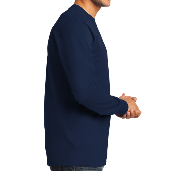 Port & Co Tall Long Sleeve Essential Tee, Navy, Right Side view