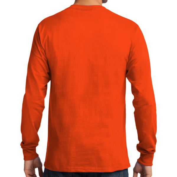 Port & Co Tall Long Sleeve Essential Tee, Orange, Back view