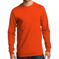 Port & Co Tall Long Sleeve Essential Tee, Orange, Front view