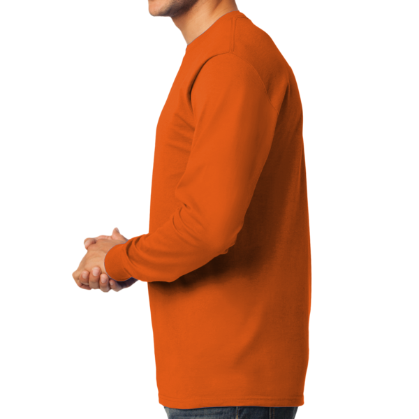 Port & Co Tall Long Sleeve Essential Tee, Orange, Left Side view