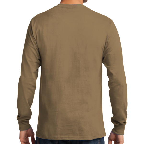 Port & Co Tall Long Sleeve Essential Tee, Sand, Back view
