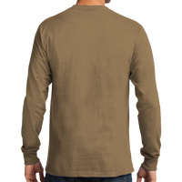 Port & Co Tall Long Sleeve Essential Tee, Sand, Back view