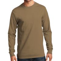 Port & Co Tall Long Sleeve Essential Tee, Sand, Front view