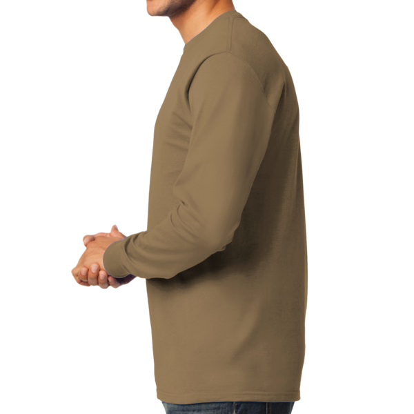 Port & Co Tall Long Sleeve Essential Tee, Sand, Left Side view