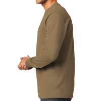 Port & Co Tall Long Sleeve Essential Tee, Sand, Left Side view
