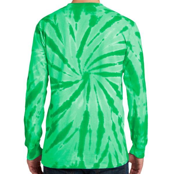 Port & Co Tie Dye Long Sleeve Tee, Kelly, Back view