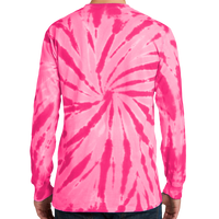 Port & Co Tie Dye Long Sleeve Tee, Pink, Back view