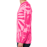 Port & Co Tie Dye Long Sleeve Tee, Pink, Left Sleeve view