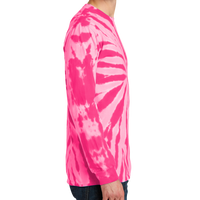 Port & Co Tie Dye Long Sleeve Tee, Pink, Right Sleeve view