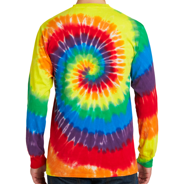 Port & Co Tie Dye Long Sleeve Tee, Rainbow, Back view