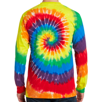 Port & Co Tie Dye Long Sleeve Tee, Rainbow, Back view