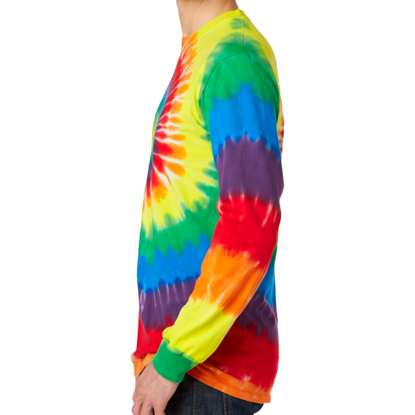 Port & Co Tie Dye Long Sleeve Tee, Rainbow, Left Sleeve view