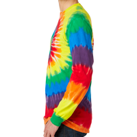 Port & Co Tie Dye Long Sleeve Tee, Rainbow, Left Sleeve view