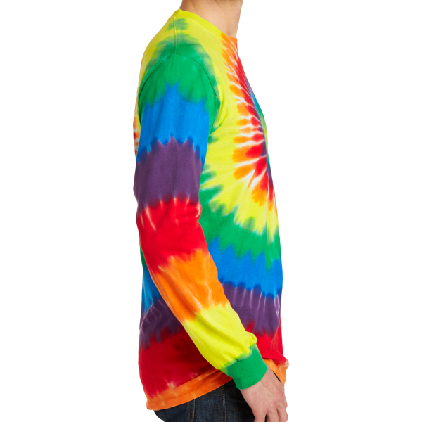 Port & Co Tie Dye Long Sleeve Tee, Rainbow, Right Sleeve view