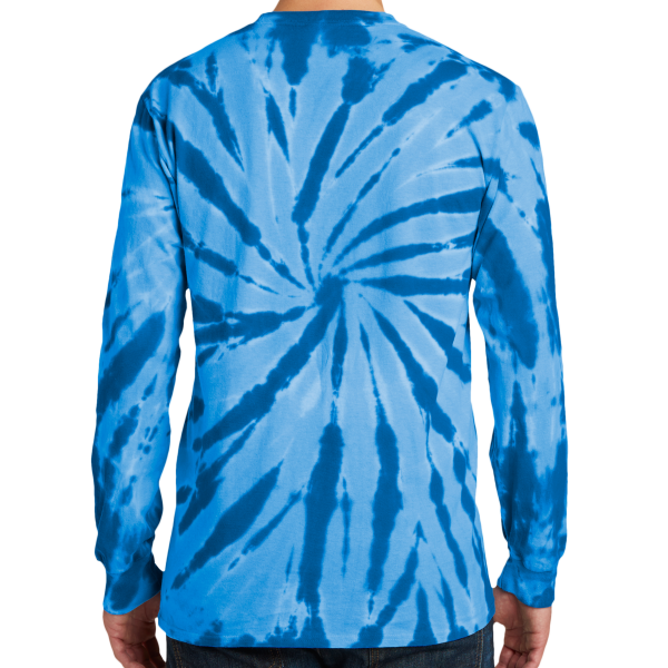 Port & Co Tie Dye Long Sleeve Tee, Royal, Back view