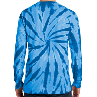 Port & Co Tie Dye Long Sleeve Tee, Royal, Back view