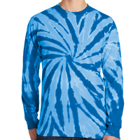Port & Co Tie Dye Long Sleeve Tee, Royal, Front view