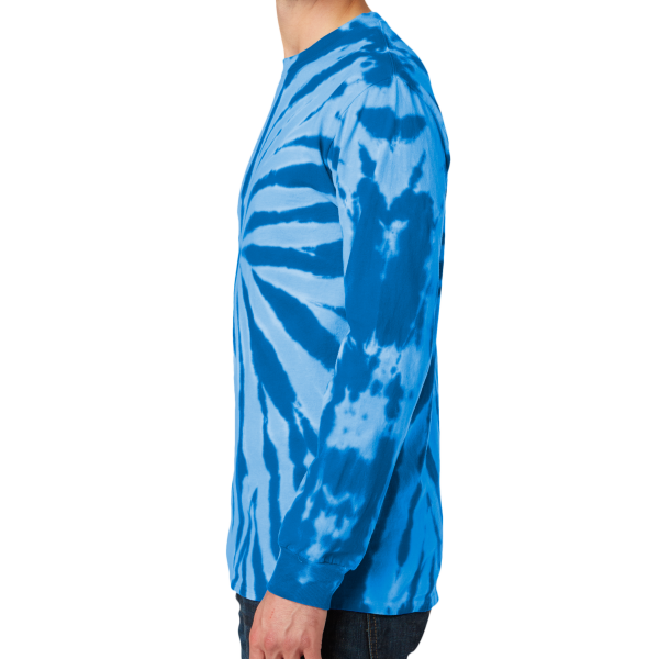 Port & Co Tie Dye Long Sleeve Tee, Royal, Left Sleeve view