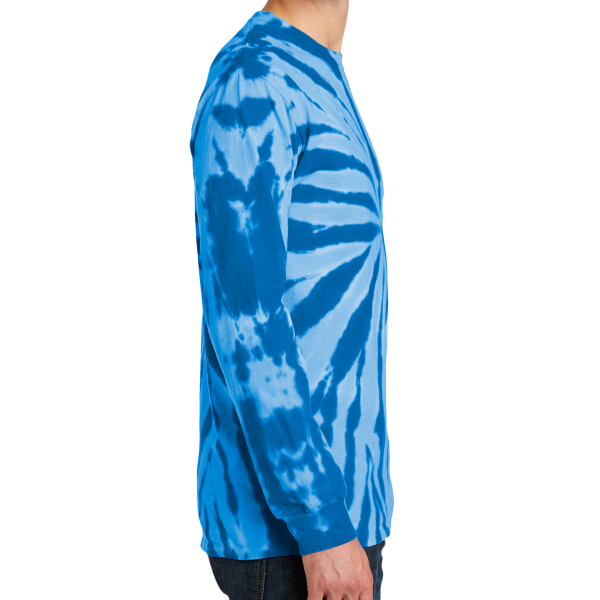 Port & Co Tie Dye Long Sleeve Tee, Royal, Right Sleeve view