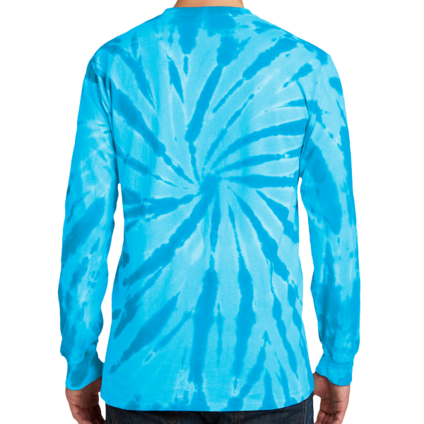 Port & Co Tie Dye Long Sleeve Tee, Turquoise, Back view