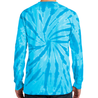 Port & Co Tie Dye Long Sleeve Tee, Turquoise, Back view