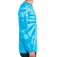 Port & Co Tie Dye Long Sleeve Tee, Turquoise, Right Sleeve view