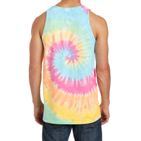 Port & Co Tie Dye Tank Top, Pastel Rainbow, Back view